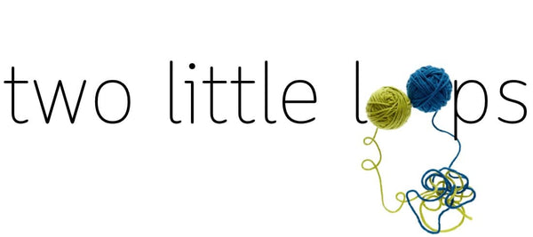Two little loops logo with words and yarn balls