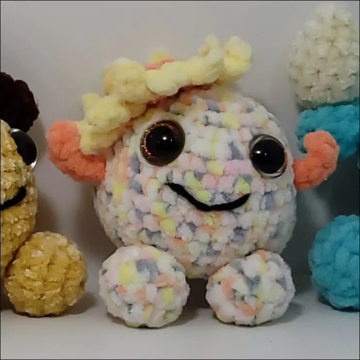 Group of adorable Hand-crocheted Forest Sprites featuring a cute water drop design