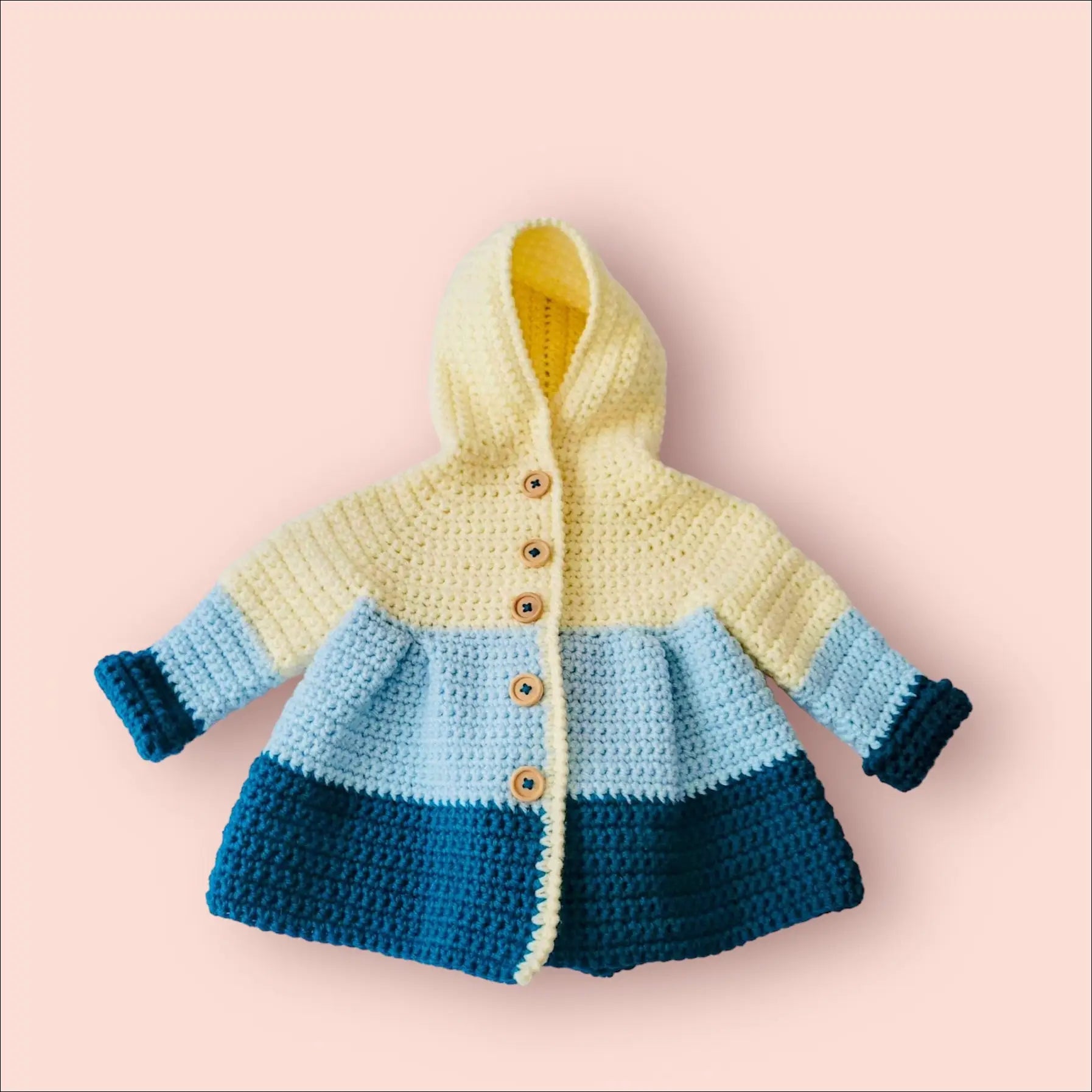 Cute Crocheted Adorable Aurora Babydoll Sweater for Babies 3-6 Months in Color Blocks