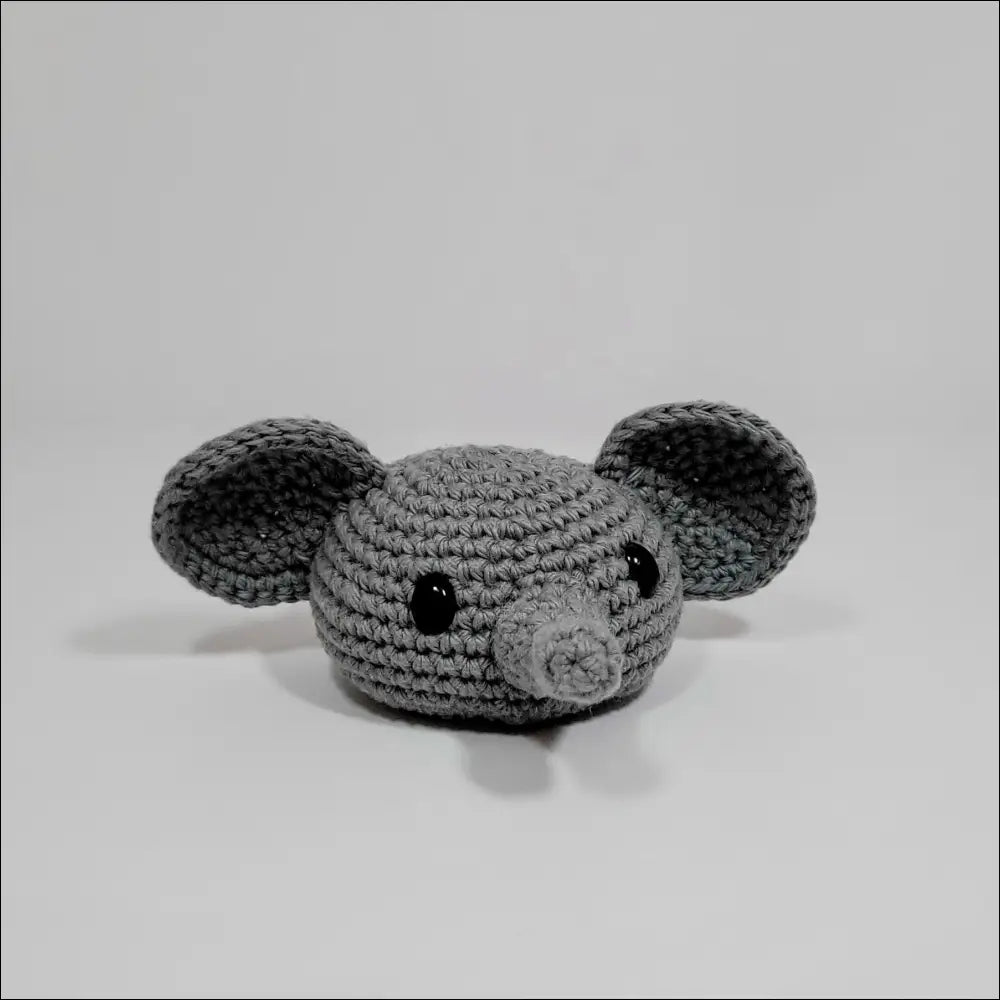 Small gray crochet mouse with black nose from Crochet Blobimals Bunny Panda or Giraffe