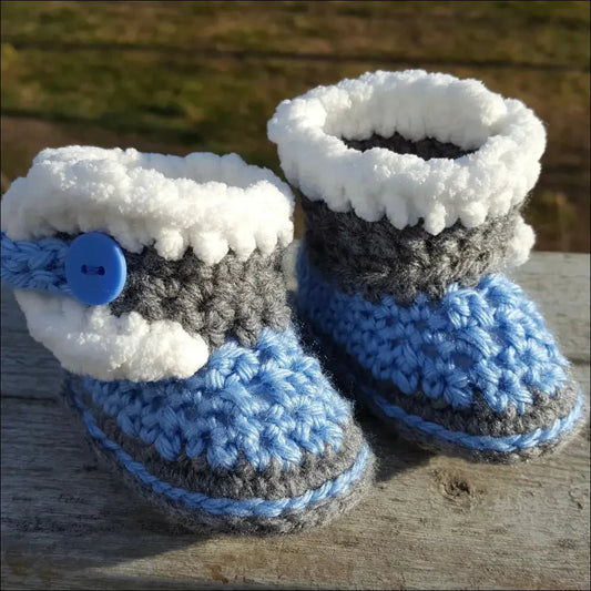 Blue winter booties - baby shoes blue winter booties blue