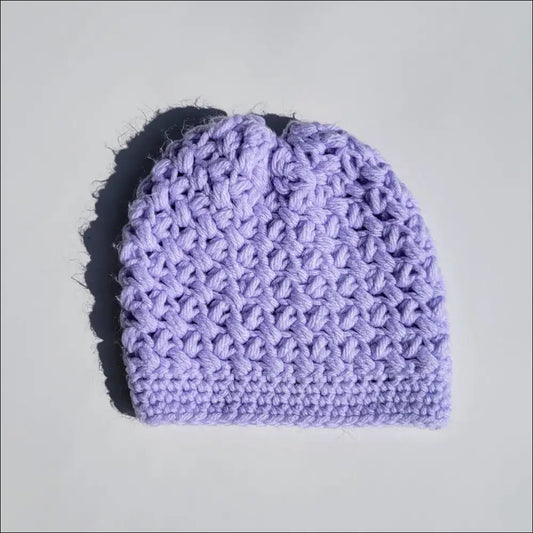 Crochet beanie hat - 3 months cozy purple 3-6