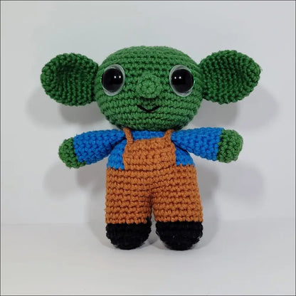 Cute stuffed Goblin wearing overalls from Goblins Fun Pals with calculated shipping at checkout