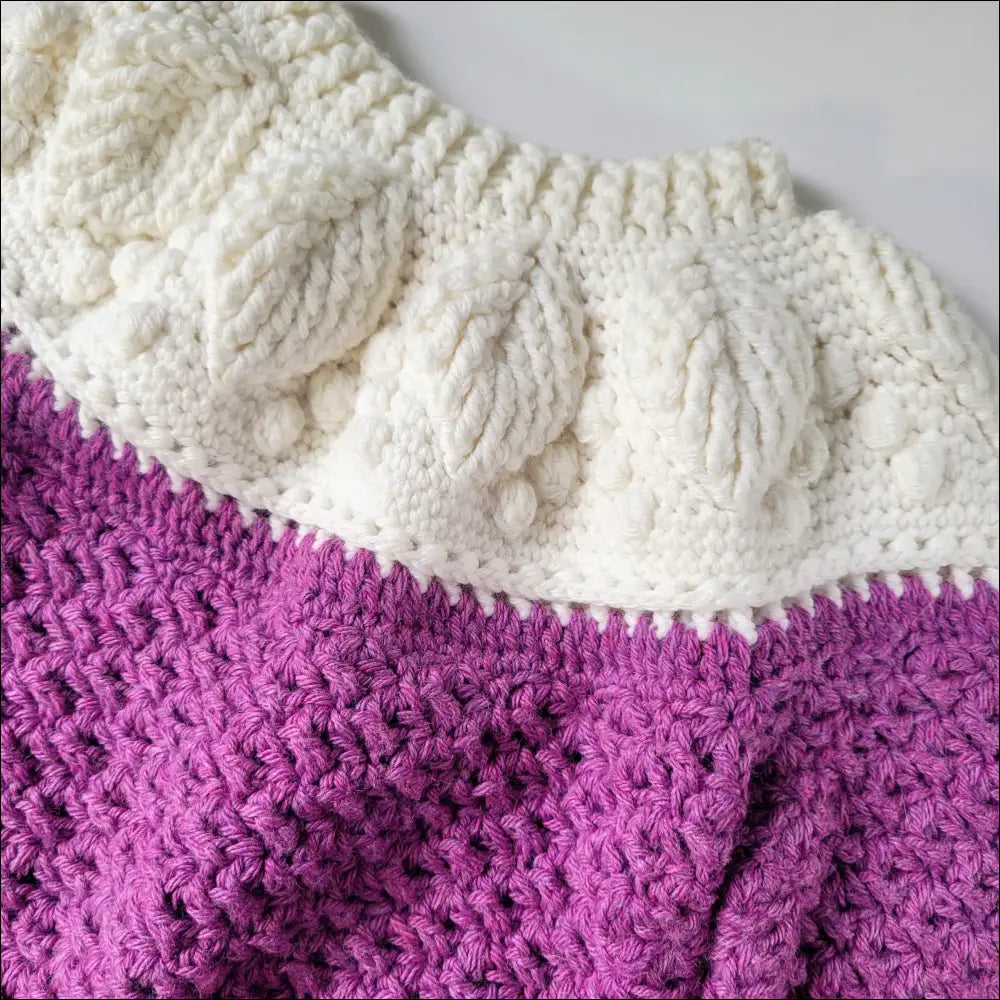 Cute Harvest Sweater for Toddlers with a cozy white collar and purple body