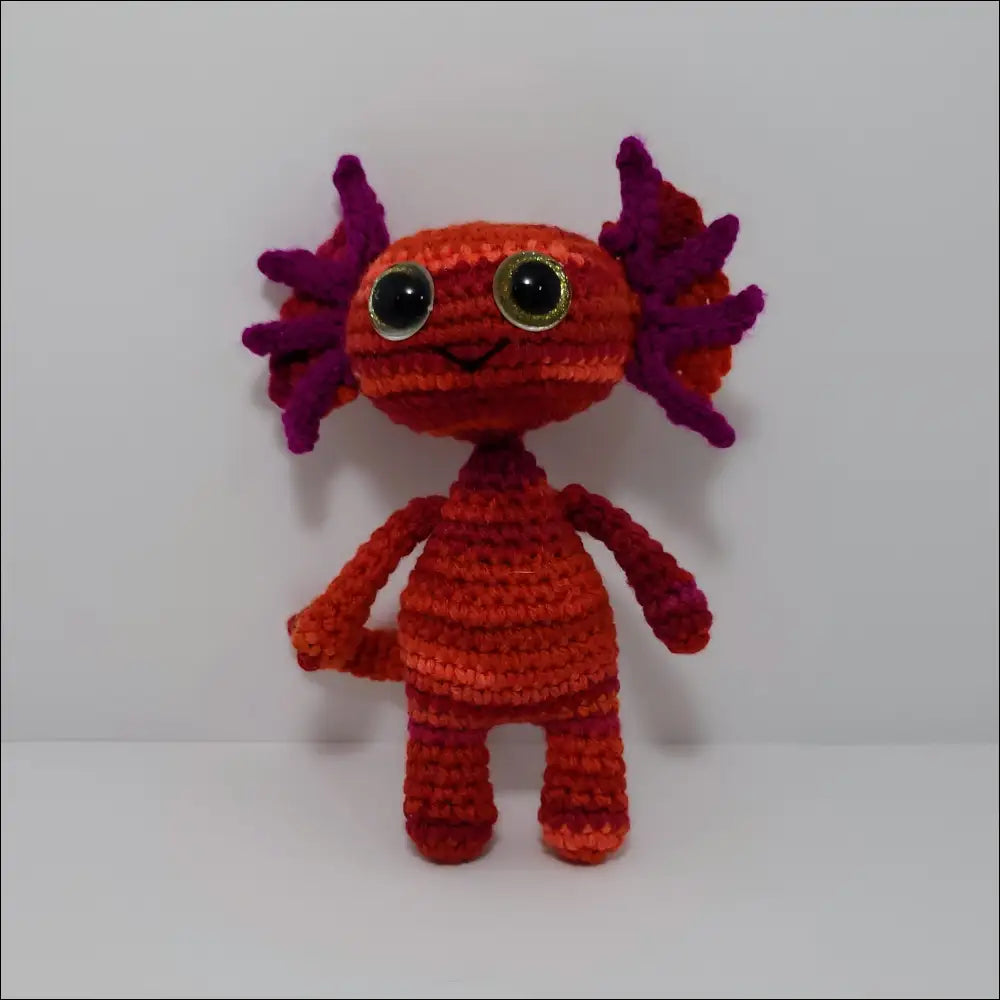 Crochet doll with purple hair and big eyes from Impkins Enchanted Forest Fairy Creatures