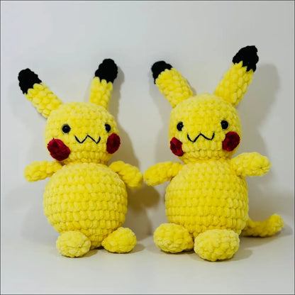 Two adorable crocheted Pikachu plush toys for joyful playtime adventures