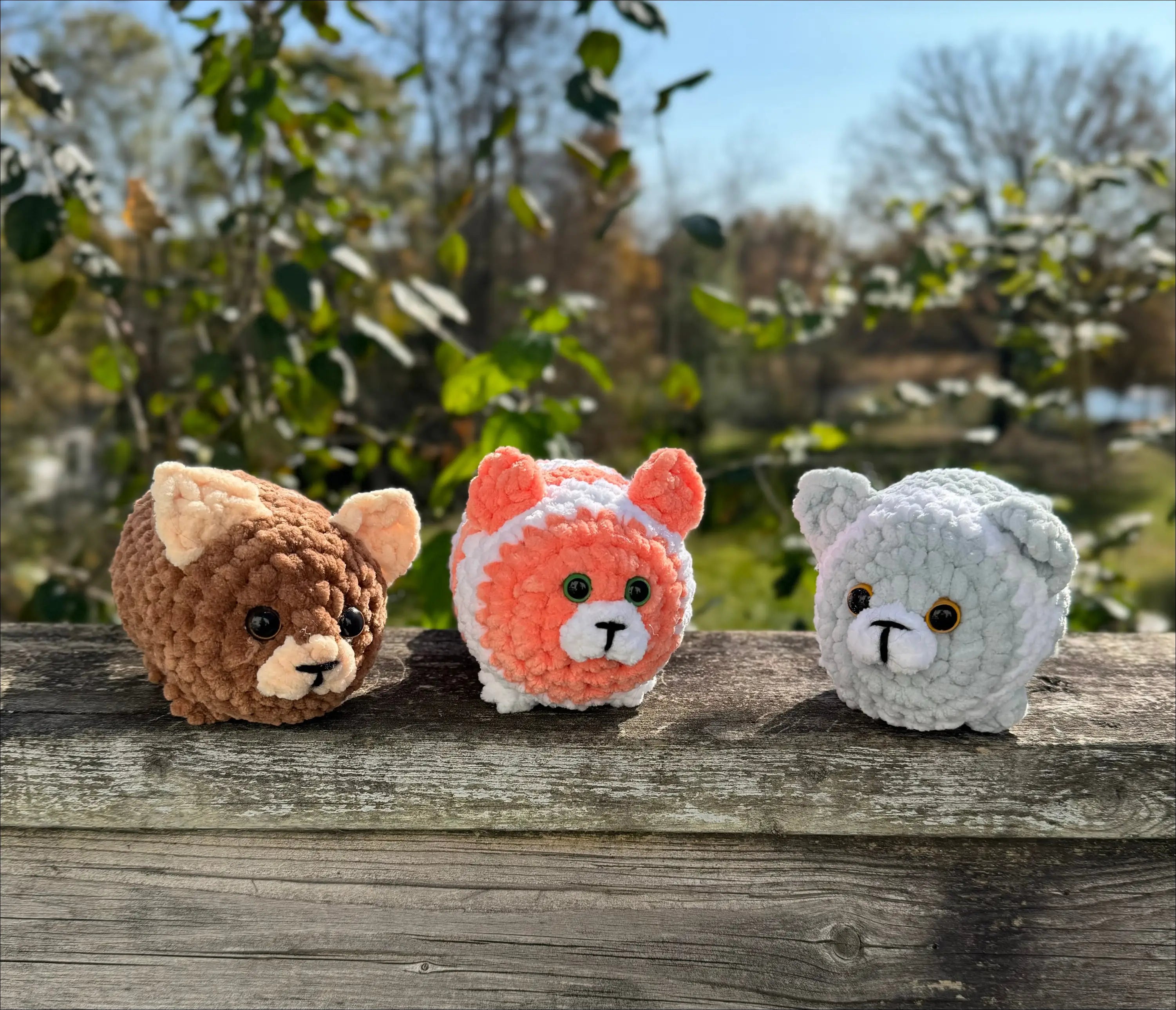Three plush animal heads of a bear, fox, and polar bear for your adorable plump kitty collection