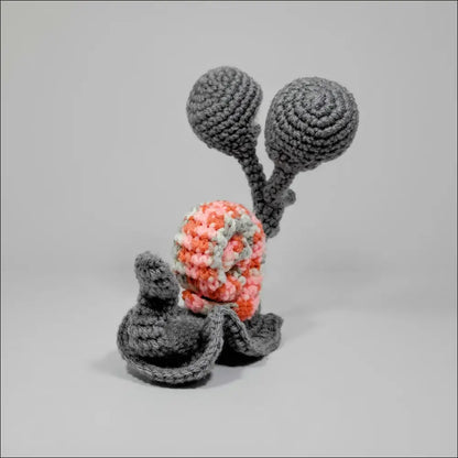 Cute Hand-crocheted Snails with Crochel Cactus and Flower in Green Yellow and Grey Pink