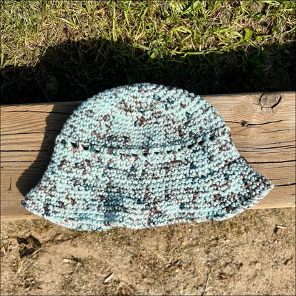 Light blue and brown speckled bucket hat from Summer Fun Bucket collection