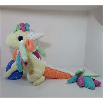 Cute Winged Dragon Plush sitting on a white table, perfect for magical adventures